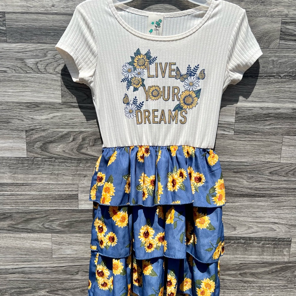 Lily Bleu White and Blue Sunflower Dress